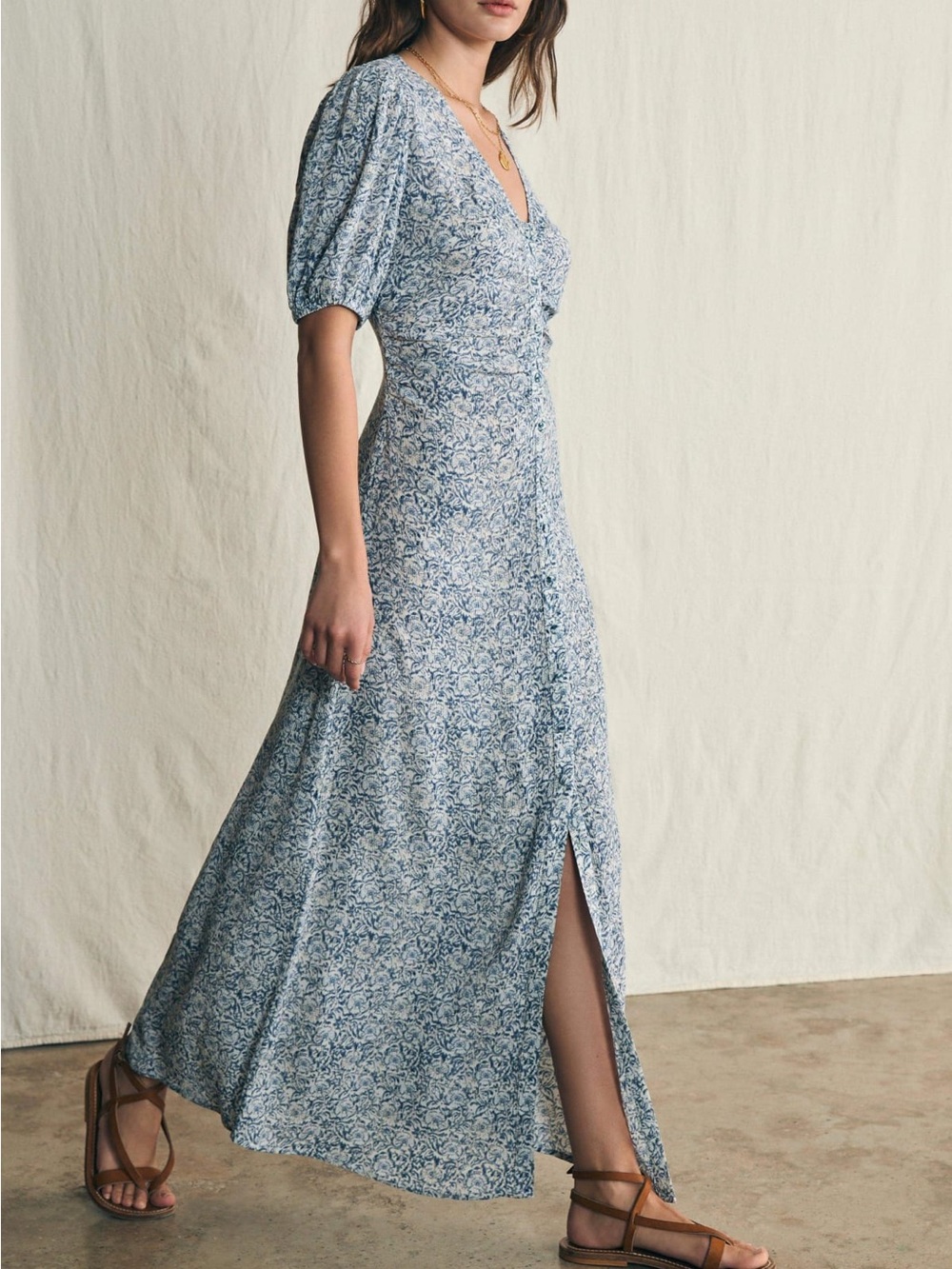 Faherty Sorrento Dress Cream Imma Floral - Picture 3 of 6